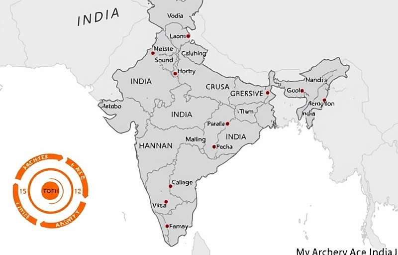 Archery Ace India Player Distribution Archery Ace India player distribution map across Indian states with Archery Ace India watermark